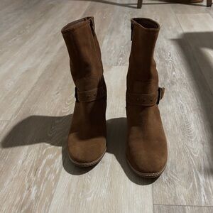 Anne Klein Tan Suede Heeled Boots